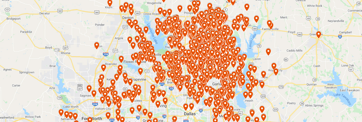 Map of Stratum Foundation Repair jobs across Dallas-Fort Worth